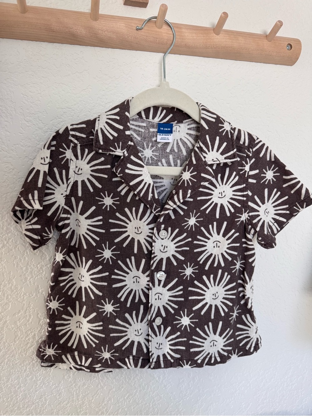 Smiley Suns Toddler Linen Blend Button Down